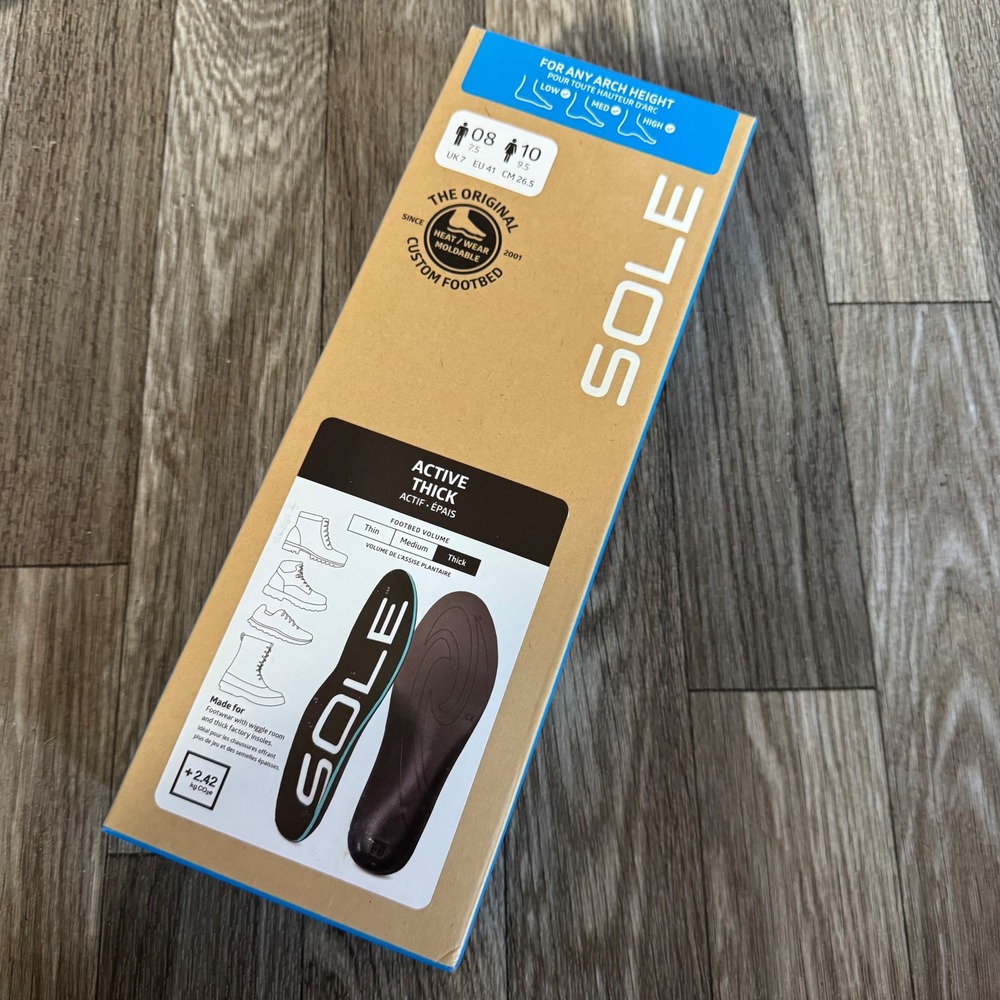 SOLE Active Thick Insoles Men 8 Women 10 Black Heat Moldable Orthotic Footbeds